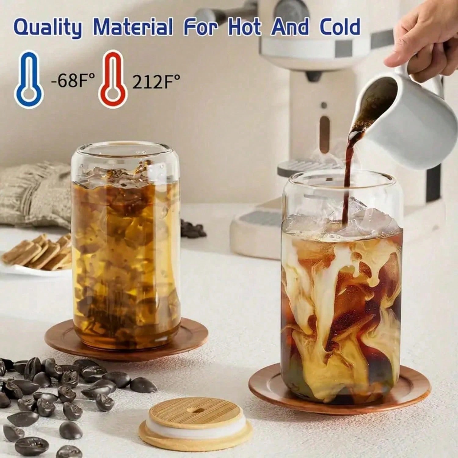 Coffee Tea Boba - Набор из 8 предметов: стеклянная чашка