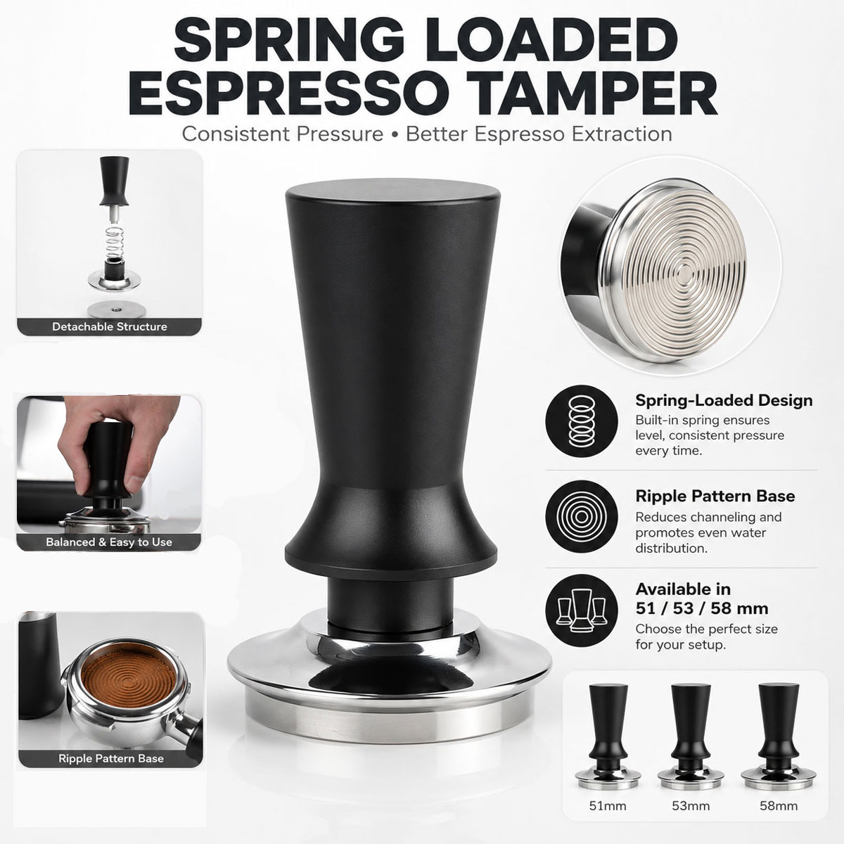 Coffee Tamper Leveler - 1 шт. темпер для кофе 51/53/58